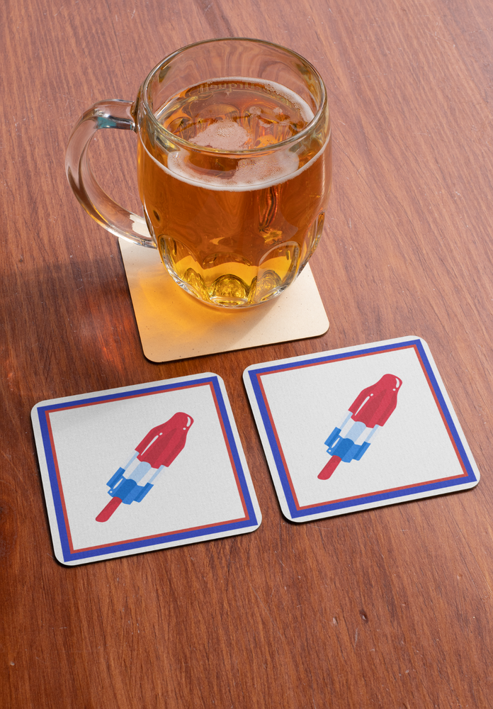 Rocket Pop Patriotic Corkwood Coaster Set