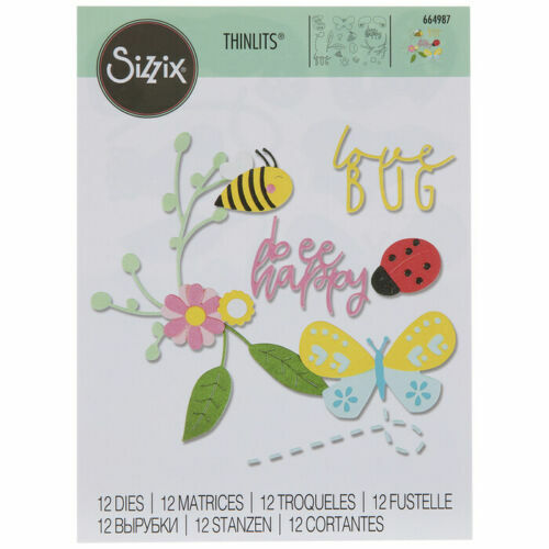 Universal Metal Die Cut Tool Sizzix Thinlits Bee Happy 664987 Cut Emboss Ladybug