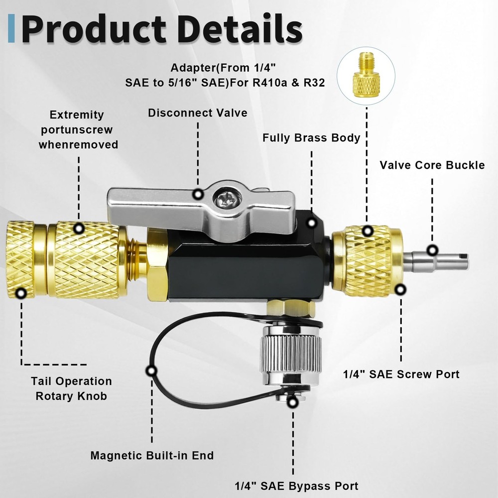 HVAC Valve Core Removal Tool, Mega Flow Vacuum-Rated Valve Core Removal Tool,...