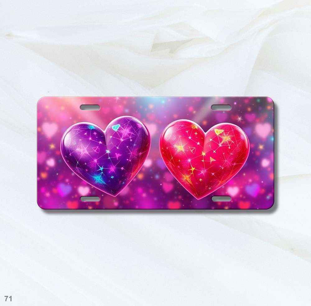 Bold Hearts License Plate Personalized Auto Tag Everyday Gift