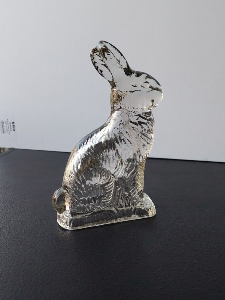 RABBIT / HARE SHAPE GLASS CANDY CONTAINER. J.H MILLSTEIN CO.