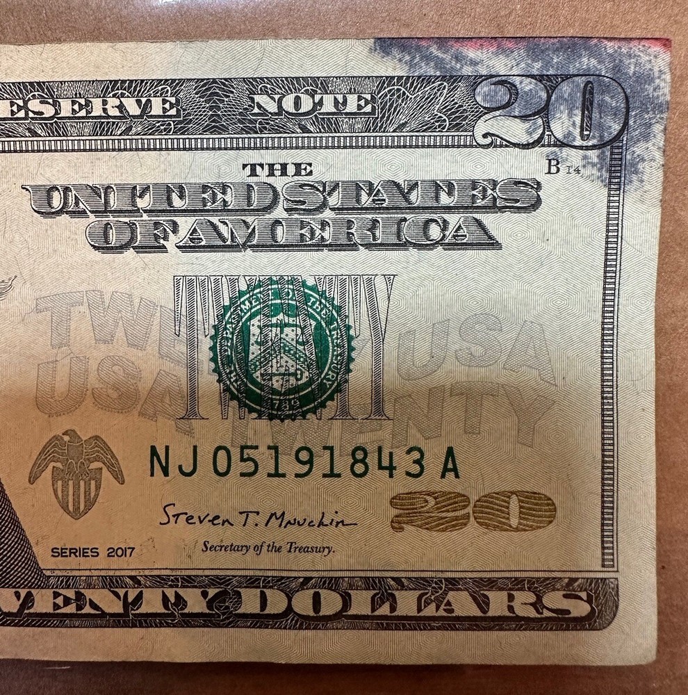 $20 BILL INK ERROR RARE