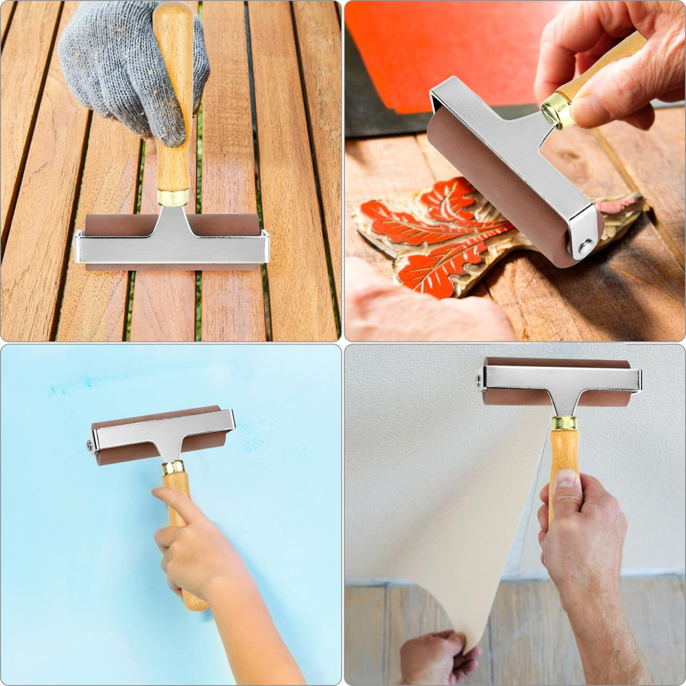 Soft Rubber Roller Brayer, 4-Inch Professional-Grade Tool for Printmaking, Inkin