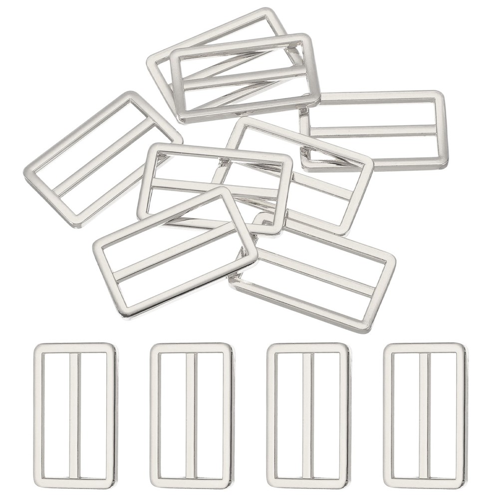 8pcs 1.5" Adjustable Flat Metal Slide Strap Buckle Silver