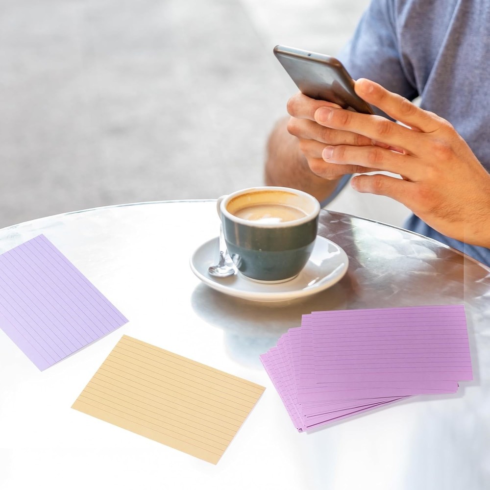 Vibrant 4x6 Lined Index Cards - 144 Durable Study Note Cards for Organization