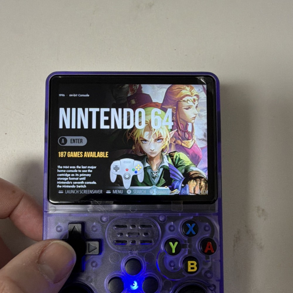 R36S Open Source Handheld Game Console Purple Transparent USB-C