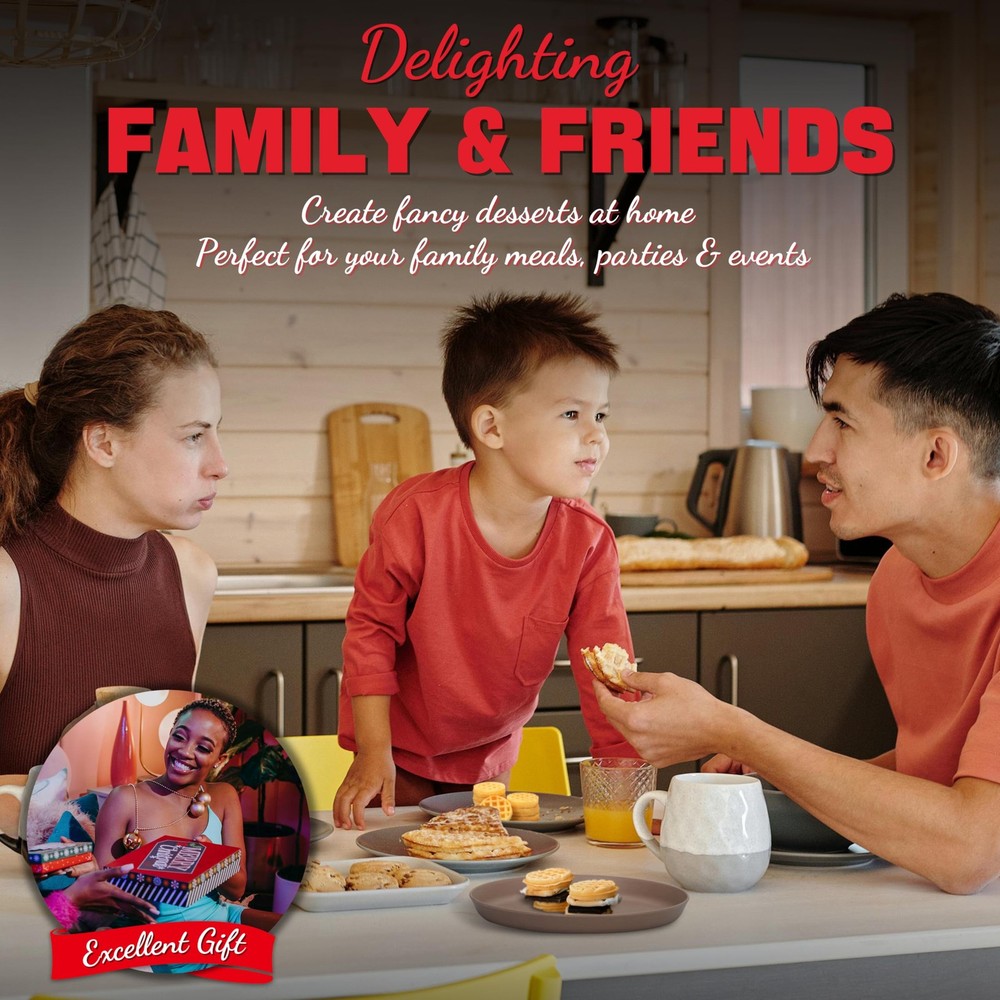 Mini Waffle Maker Machine, Tiny Waffle Bites Iron for Kids, Bake 8 x 2'' Tiny...