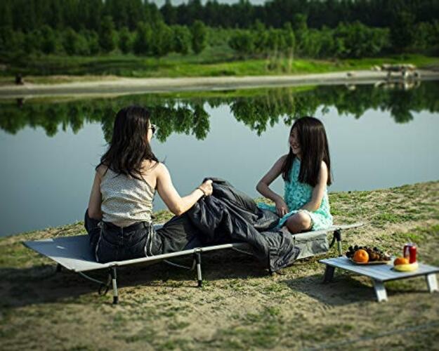 Super Easy Assemble Folding Cot Ultralight Compact Heavy Duty with Carry Grey