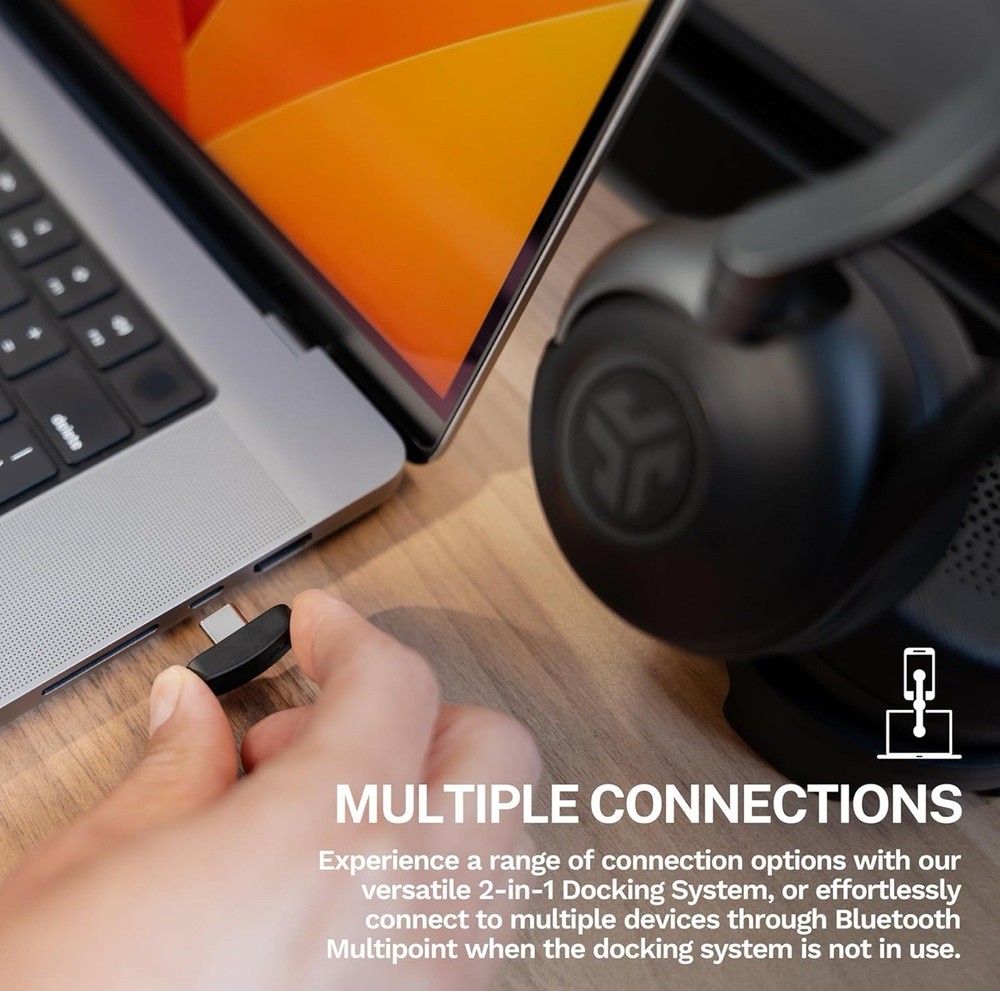 JLab Epic Work Wireless Headset with Microphone, Smart Active Noise Cancellation