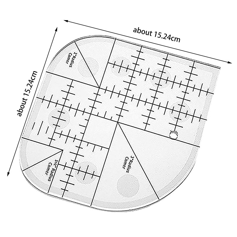 1Pc Multi Functional Angle Cutting Ruler Acrylic Ruler Round Edge Template Ruler