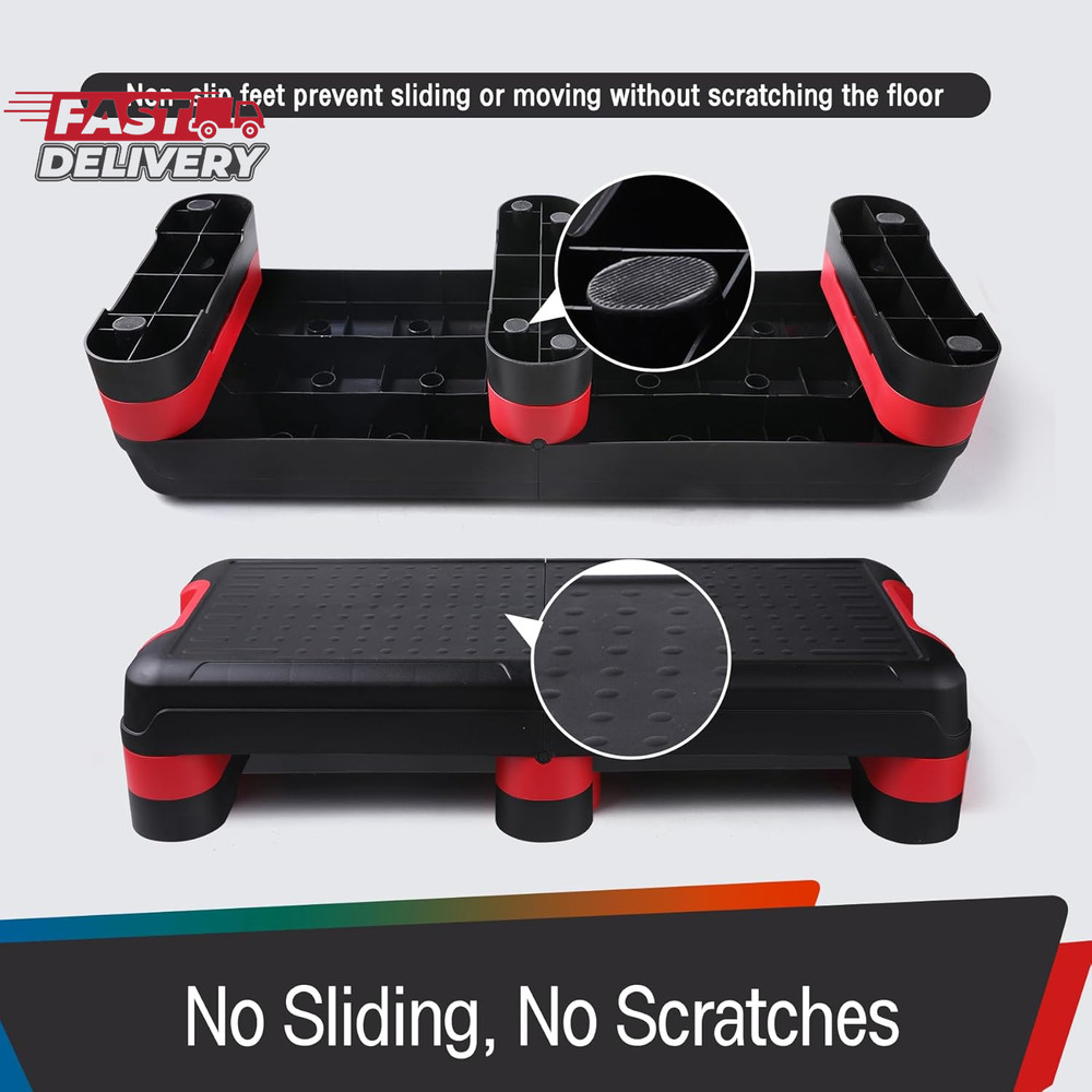 33.5" Aerobic Exercise Folding Step Platform for Home Workout, Configurable 3 He