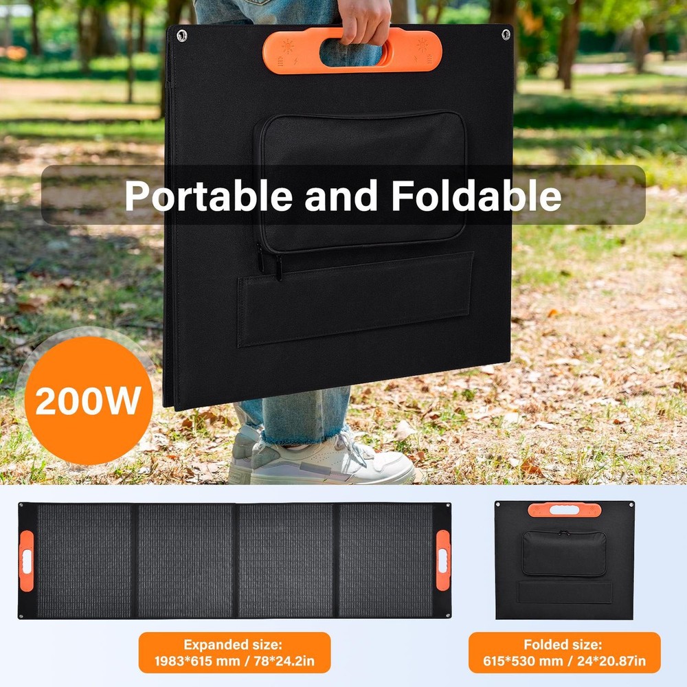 200W Portable Solar Panel 24% Efficiency Foldable Solar Panel