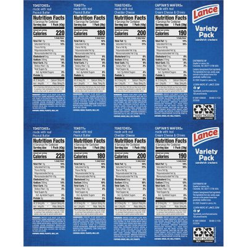 Lance Variety Pack Sandwich Crackers – 40 Pack