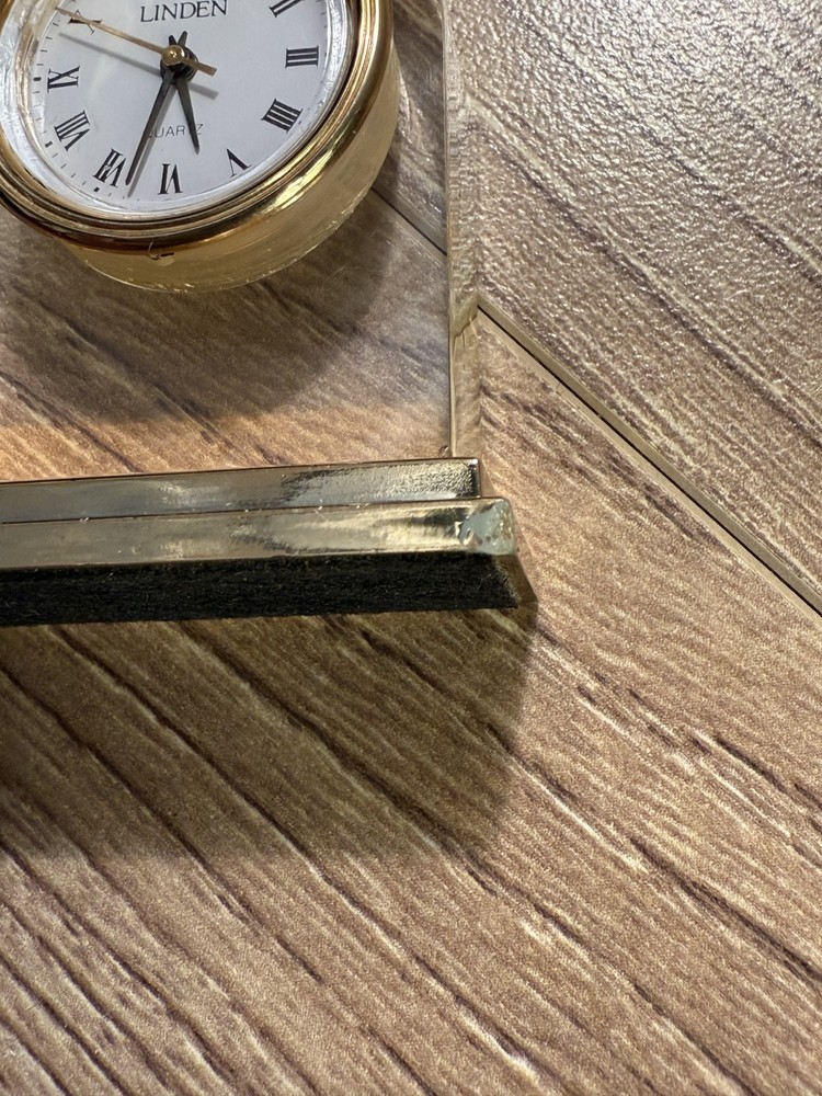 Linden Quartz Crystal Table Clock Gold Tone 2"
