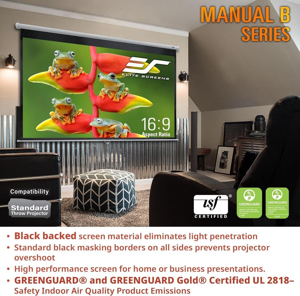 Elite Screens Manual B, 100-INCH Pull Down Projector Screen 100 INCH