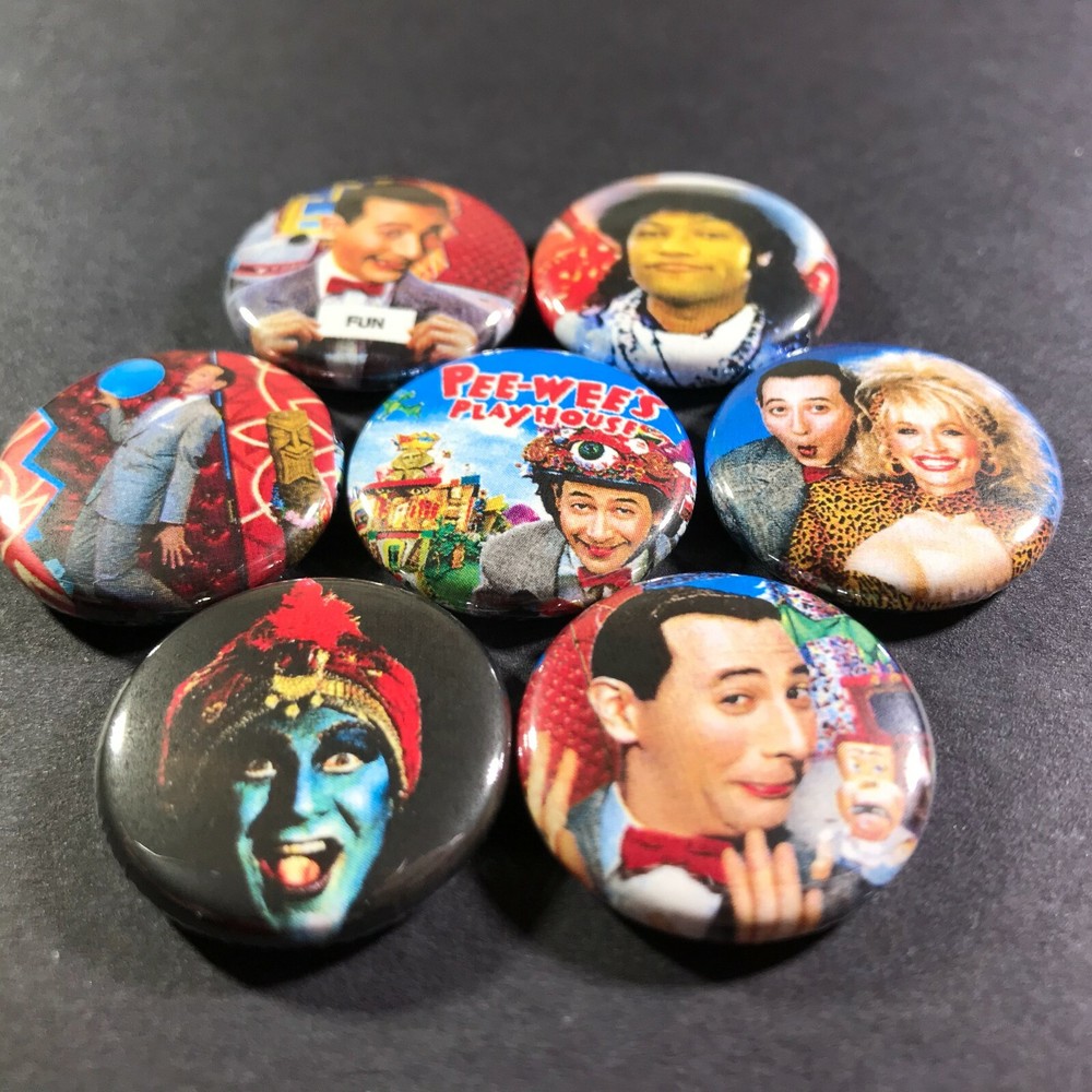 Pee-Wee's Playhouse 1" Button Pin Set (7 Pins Total) Pee Wee Herman Comedy
