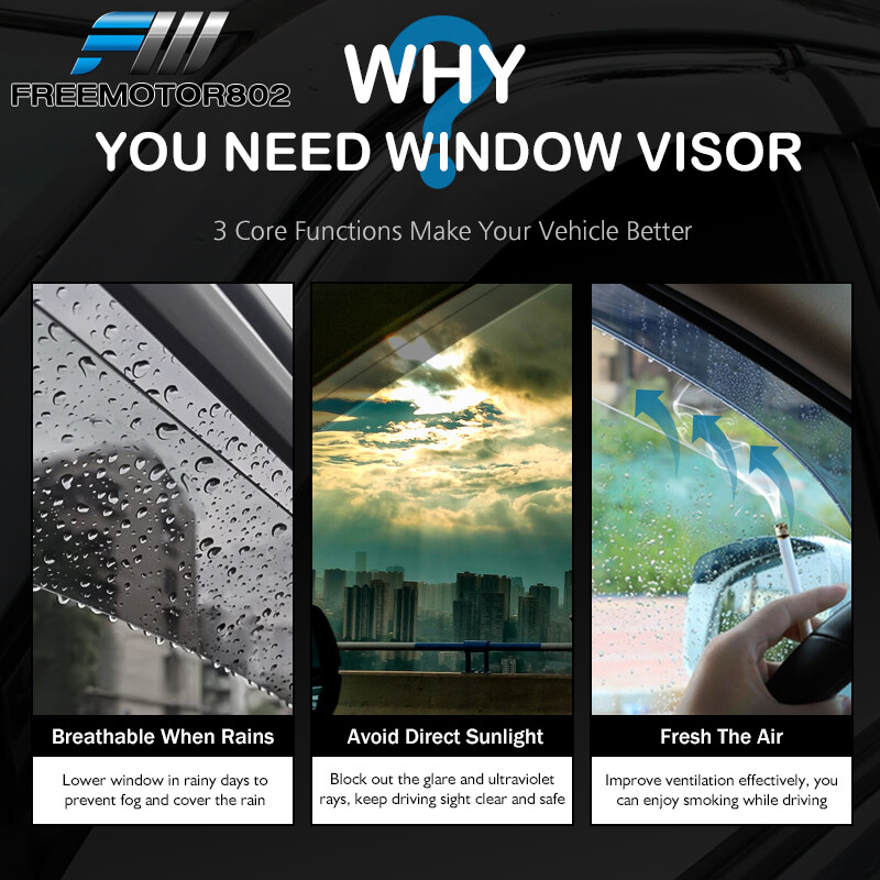 Fits 08-17 Mitsubishi Lancer & Evolution V2 Tape on Window Visors Acrylic 4 Pc
