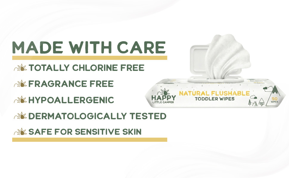 Happy Little Cper Natural Flushable Wipes - Hypoallernic &