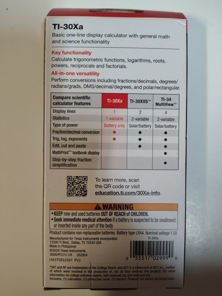 Texas Instruments TI-30Xa Scientific Calculator