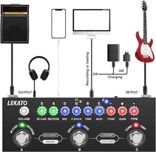 Multi Effects Guitar Pedal with IR Loading, 9 AMP Models, Delay, Reverb, Distort