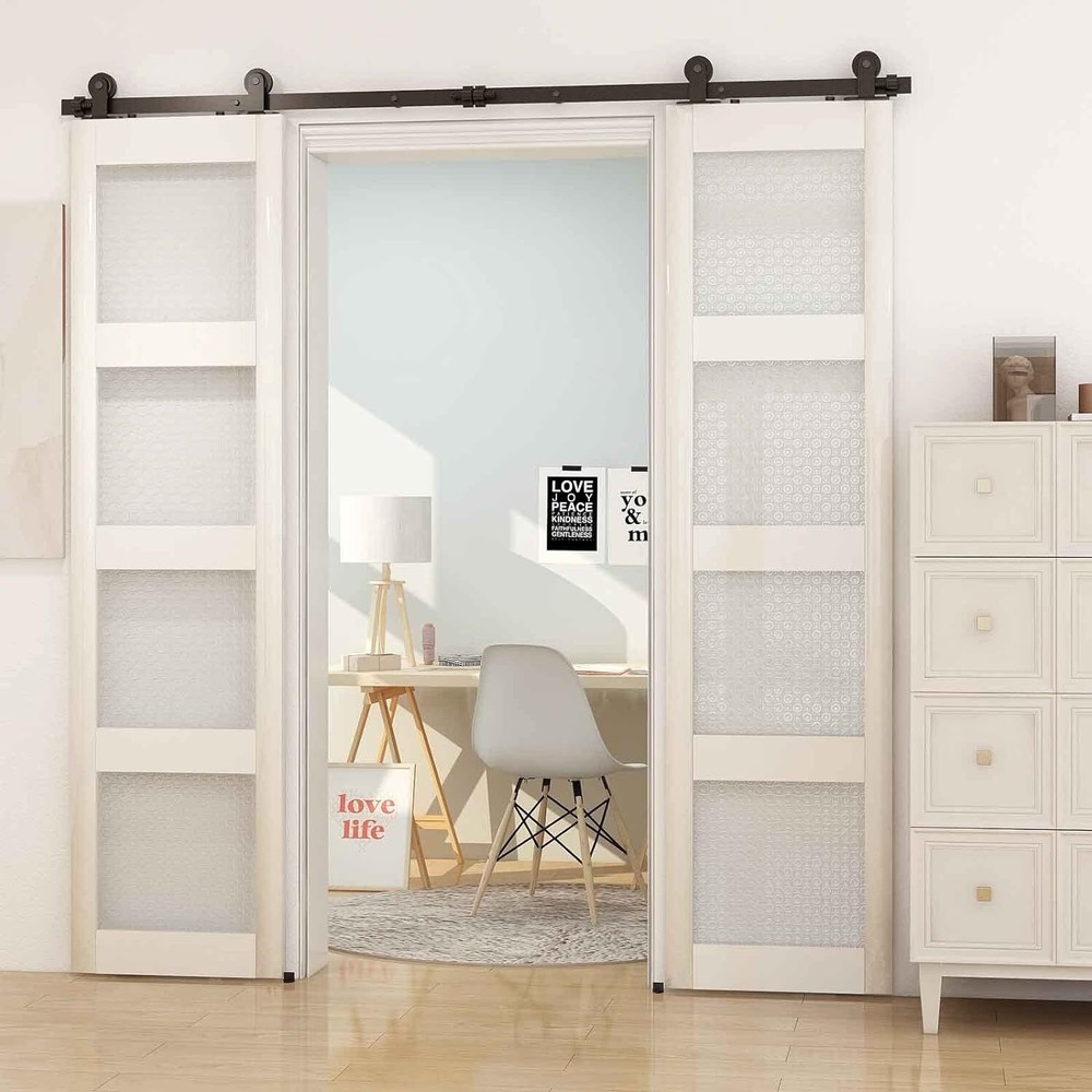 4FT-20FT Sliding Barn Door Hardware Track Single/Double Doors Kit,Closet/Kitchen