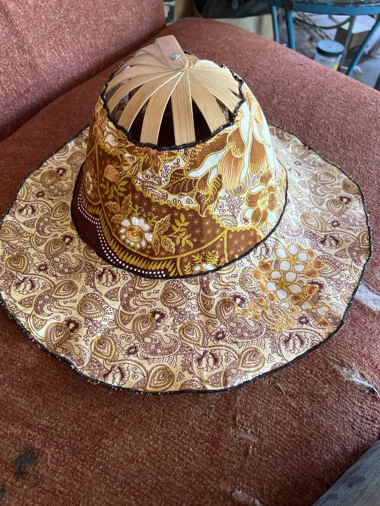 Foldable Wide Brim Sun Hat Boho Floral Bamboo Frame Packable Beach Hat