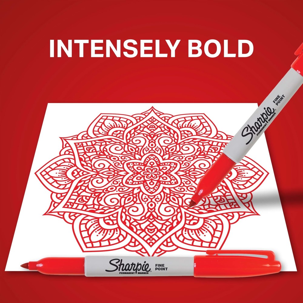 Sharpie Permanent Markers, Fine Point, Red, 36 Count
