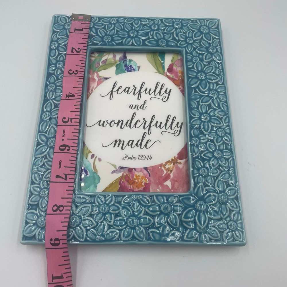 Turquoise Blue Ceramic Daisy Floral Photo Frame
