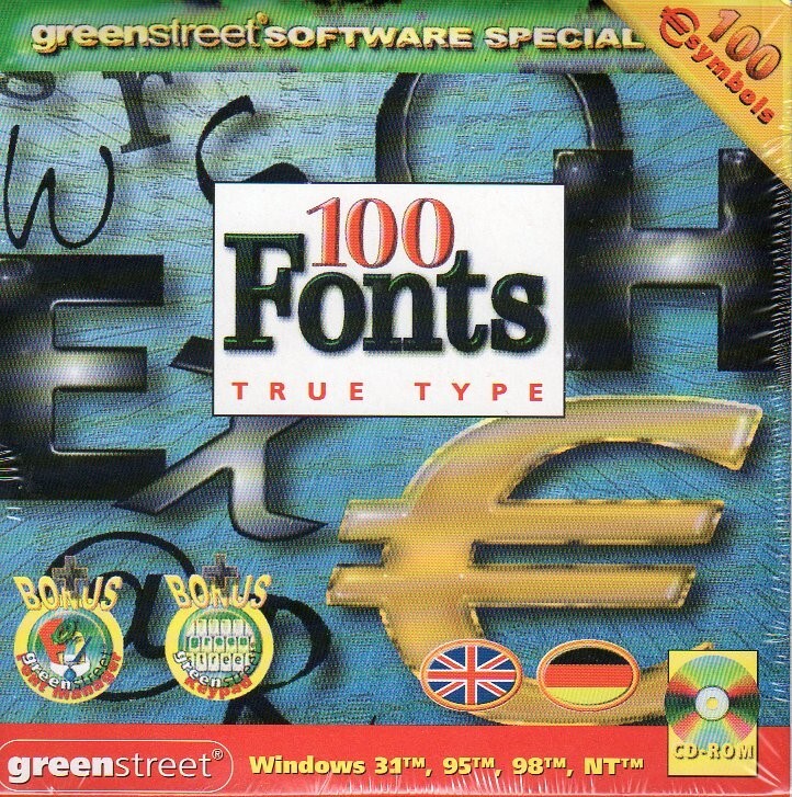 100 FONTS (True Type) CD-ROM for Windows - NEW CD in SLEEVE