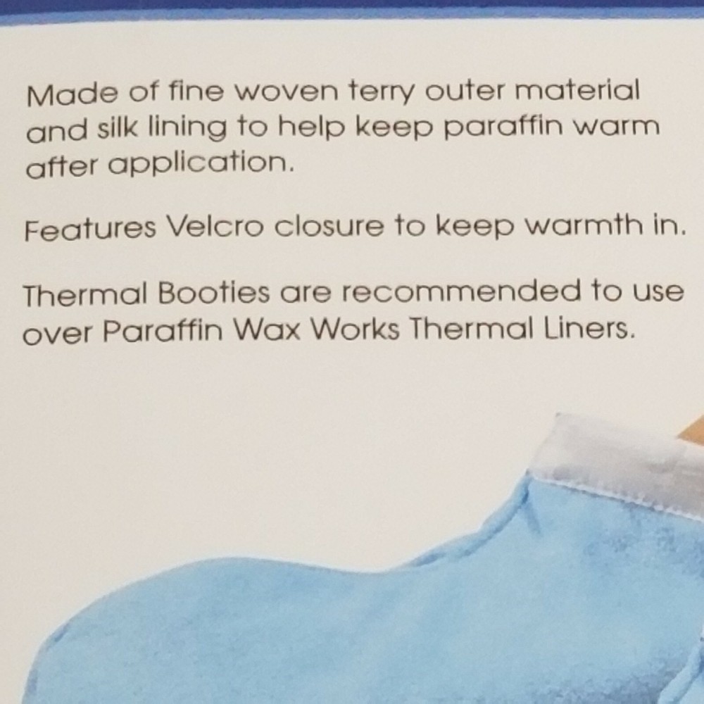NEW Paraffin Wax Works Thermal Booties Blue Terry Outer Material Silk Lining -U