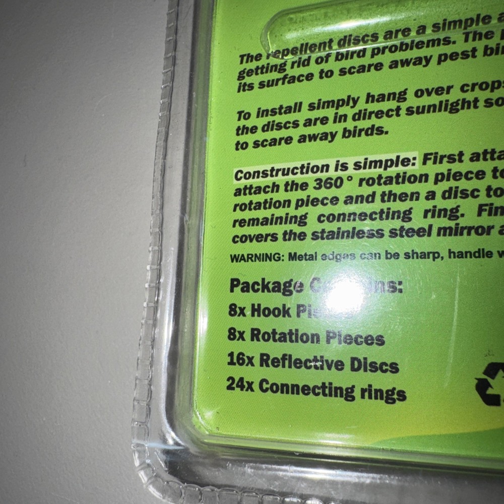 De-Bird Reflective Repellent Discs 16 New