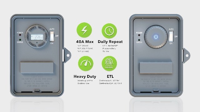 Heavy Duty 24-Hour Programmable Pool Pump Timer, Outdoor Mechanical Timer Box, 2