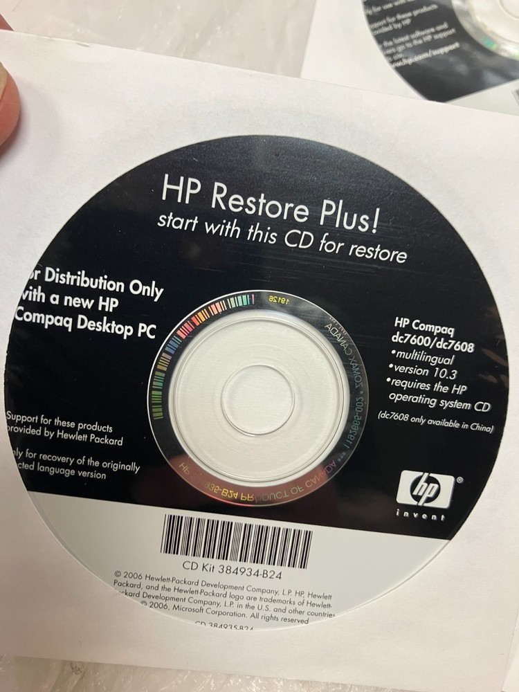 HP Reinstallation CD Microsoft Windows XP Professional Service Pack 2 for DC7600