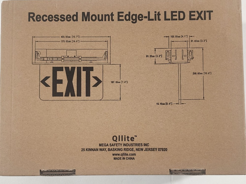 Qllite LED Exit Sign LED Edge-Lit Exit Sign Emergency Light w/Battery Backup,