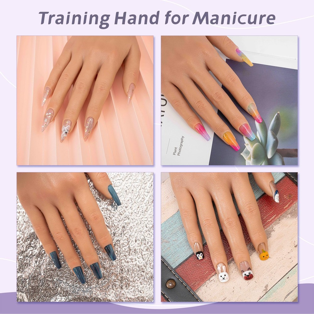 Practice Hand for Acrylic Nails,Realistic Silicone Professional Mannequin Han...