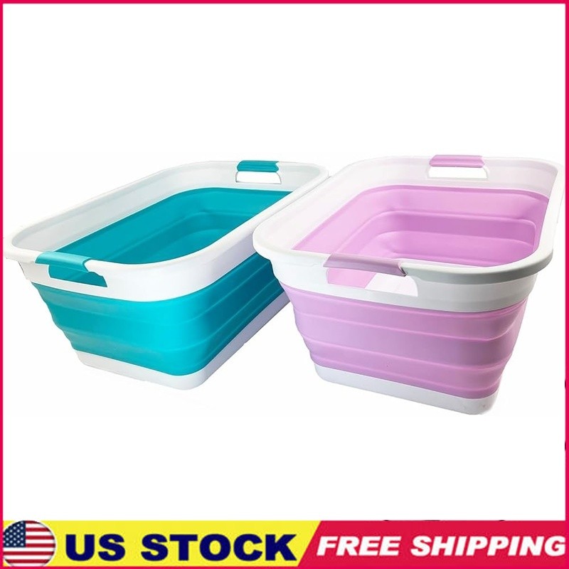 Collapsible Portable Laundry Basket Space Saving Handle TPE PP Storage Container