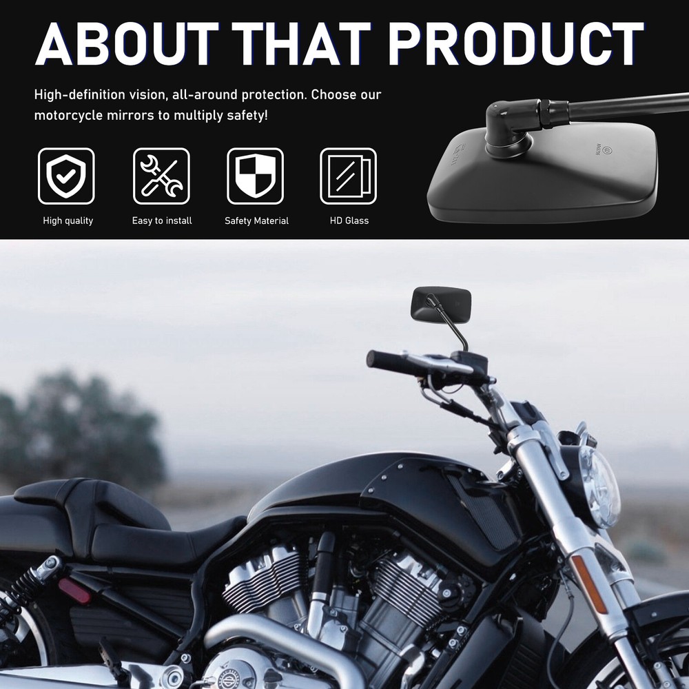 For Honda Shadow Phantom 750 VT750C2B Rectangular Motorcycle Mirrors Matte Black