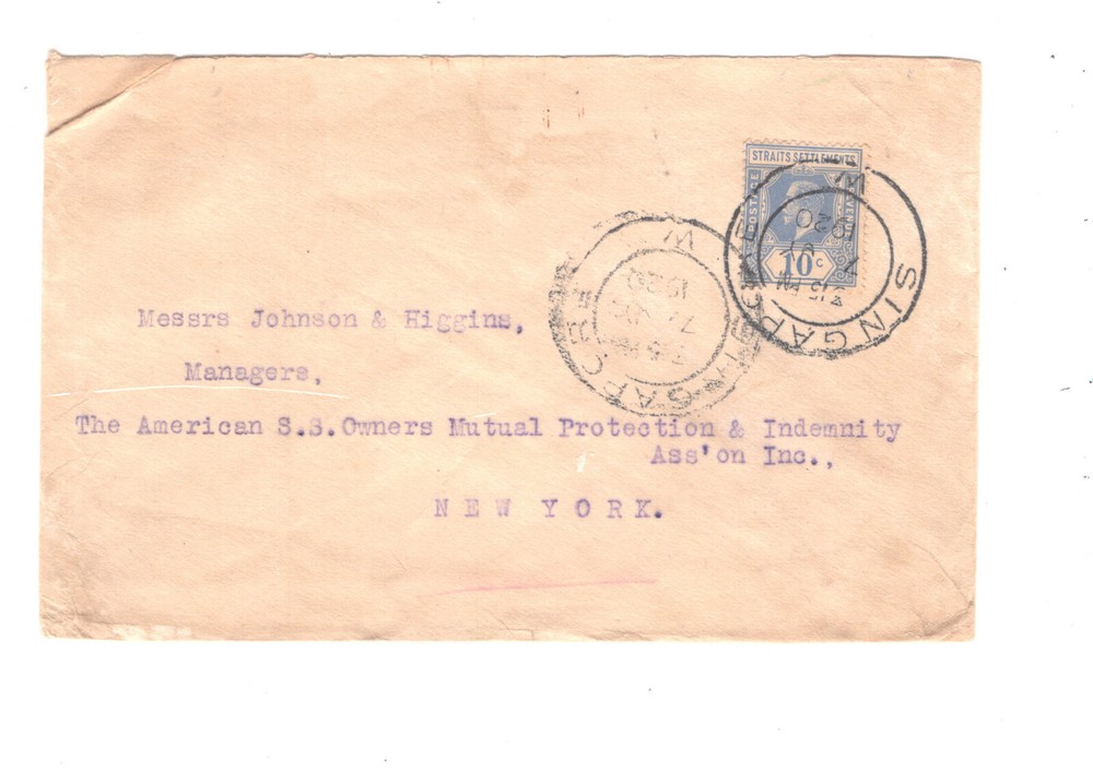 Straits  Settlements   cover to   US