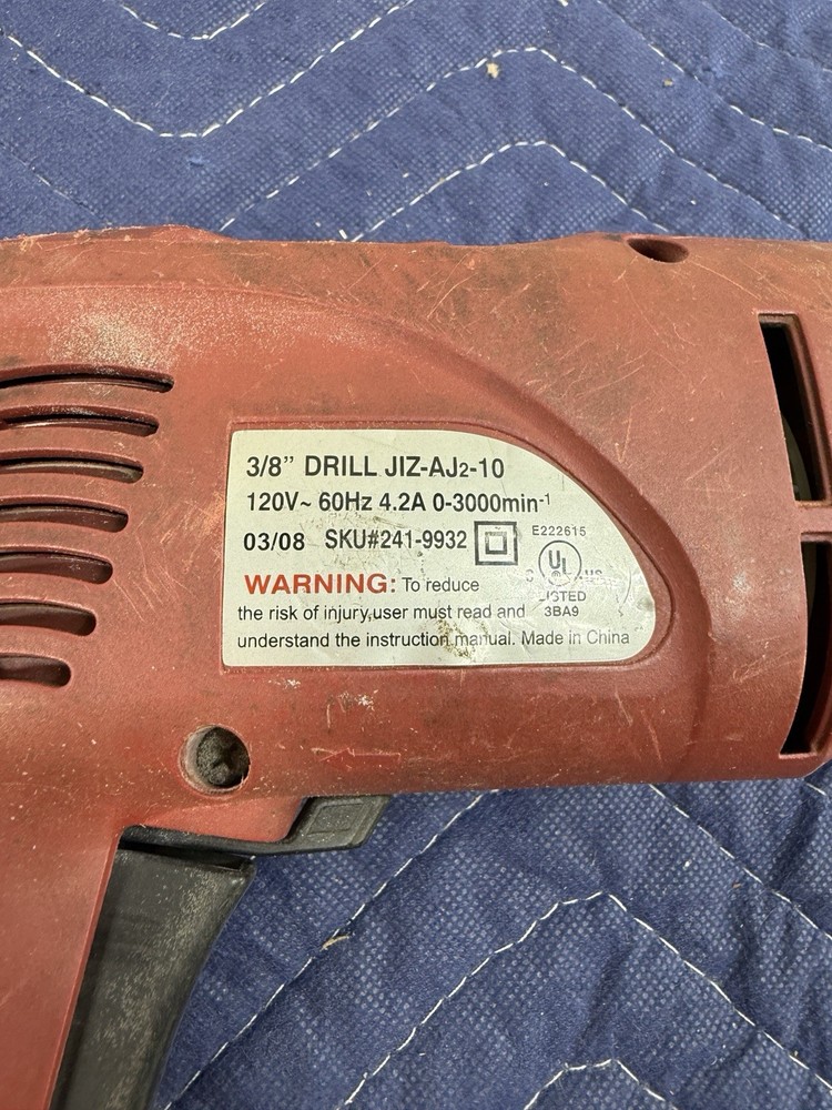 Tool Shop 3/8 electric Drill 4 amp Variable Speed Reversible 241-9932 WORKS!