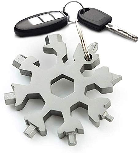 18-in-1 Snowflake Multi Tool, Stainless Steel Snowflake Bottle Silver