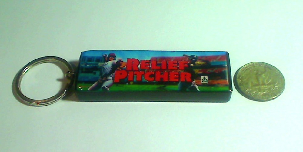 Relief Pitcher Arcade Marquee Coin Door accessory Keychain