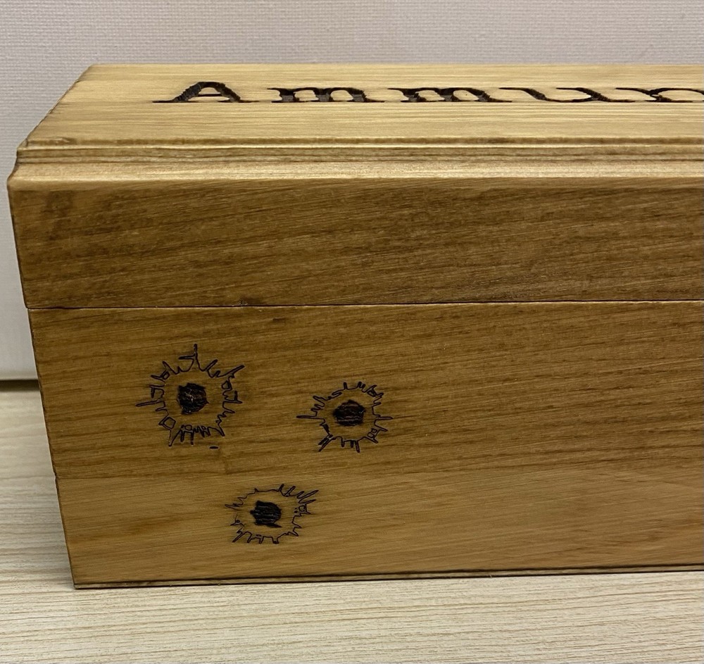 Wood Ammunition Ammo Box Custom Laser Engraved