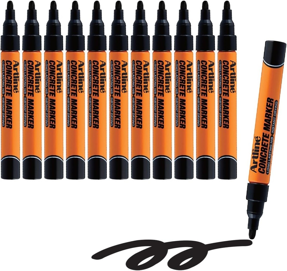 Professional concrete permanent marker, featuring a durable 1.5mm conical tip