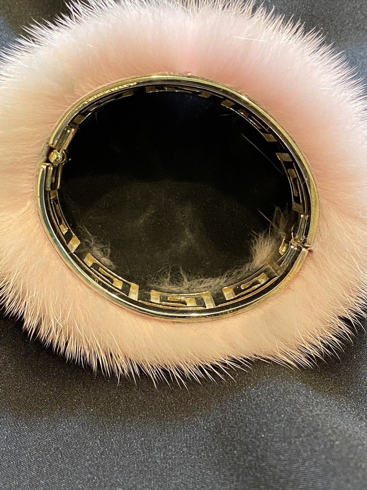 Artisan Soft Pink Mink Bangle Bracelet Silver Tone