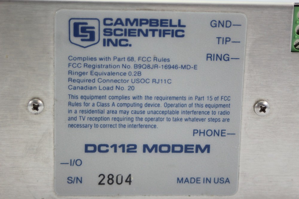 Campbell Scientific DC112 Telephone Modem Used