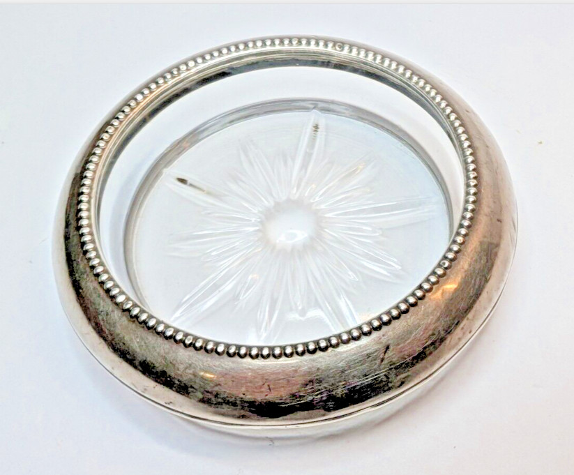 Vintage Crystal Silver Plated 4" Coaster
