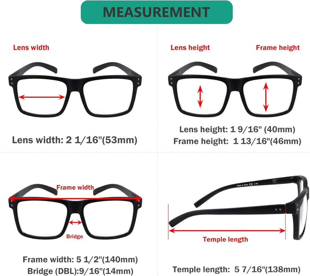 Eyekepper 5-pack Oversized Reading Glasses 3 Pack Black and 2 Blue