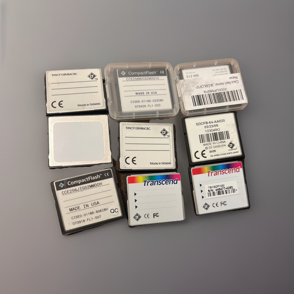 6 Original Cisco Compact Flash CF card Memory And 3 Others