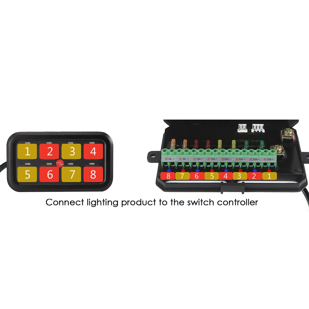 Auxbeam 8 Gang Switch Panel BA80 Control Auto Dimmable On-Off Touch Relay System