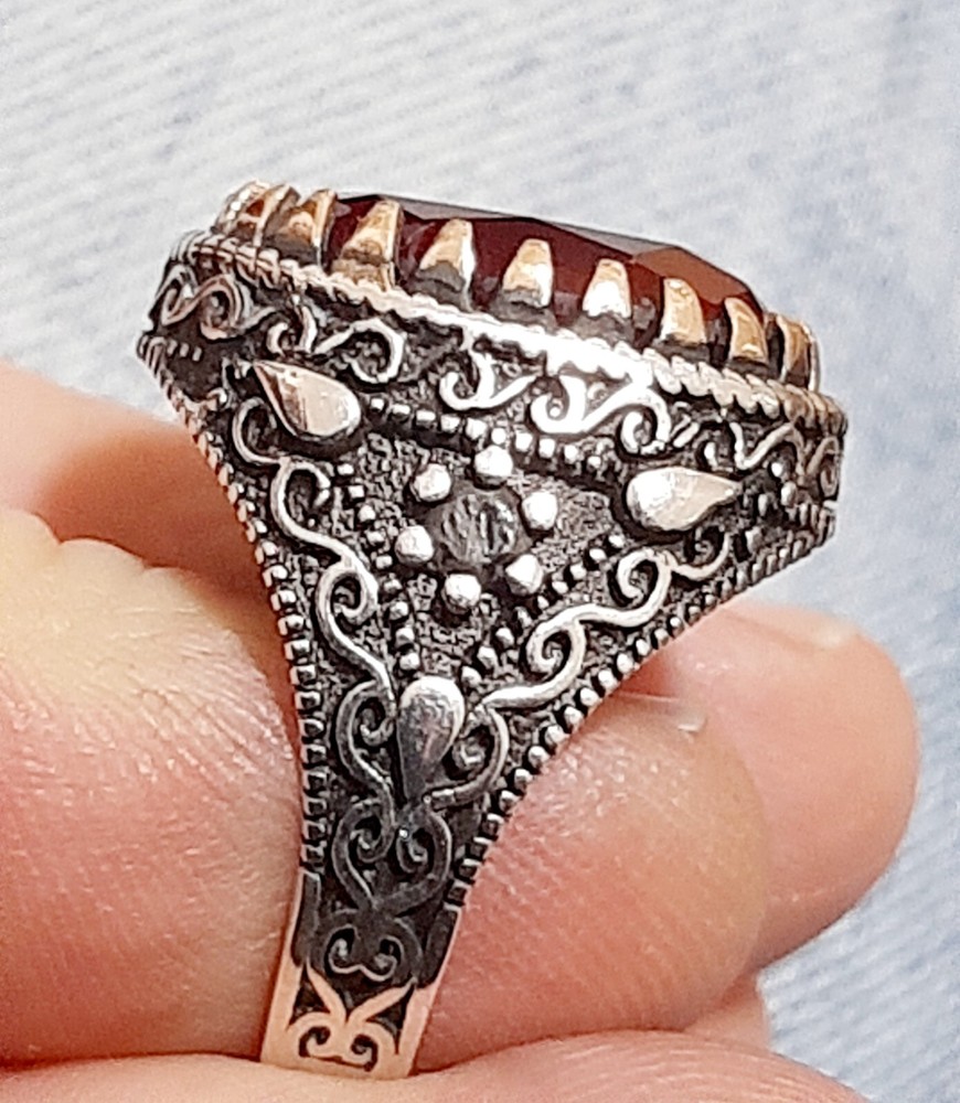 Men 925 Silver Ring Solitaire Ruby Spinel Ring Man Sterling $